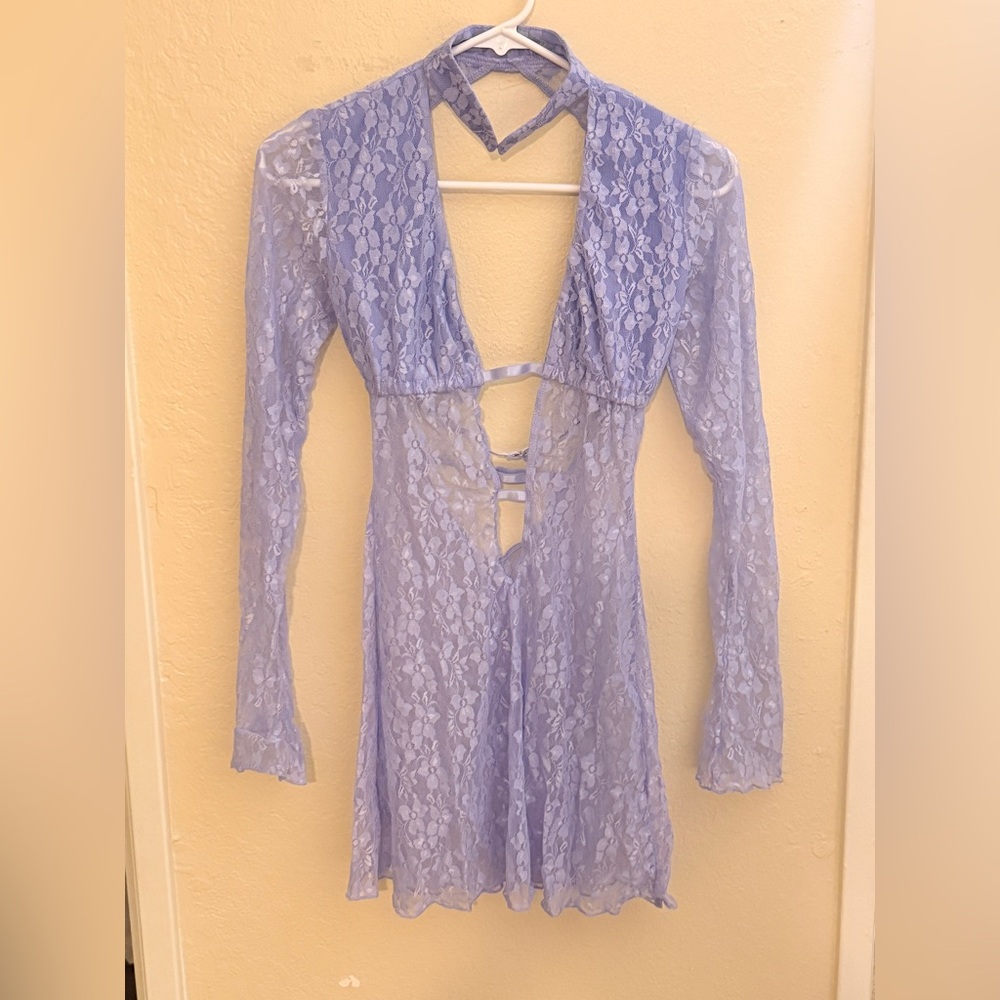 Lavender Lace Long Sleeve Dress